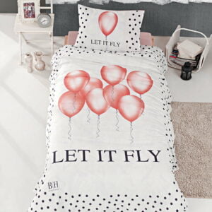 Σετ πάπλωμα μονό Fly Art 6110  160x240  Εκρού,Ροζ Beauty Home