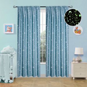 Κουρτίνα φωσφορίζουσα με τρέσα Art 6141 σιέλ  140x270 Σιέλ Beauty Home