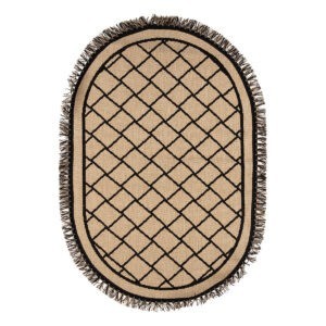 Οβάλ 100x150 ψάθα με κρόσια Sol Art 9756 Μπεζ Beauty Home