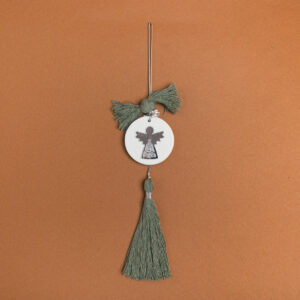 ΚΡΕΜΑΣΤΟ ΣΤΡΟΓΓΥΛΟ ΚΕΡΑΜΙΚΟ ME PLEXI ΑΓΓΕΛΟΣ ΑΣΗΜΙ ΠΡΑΣΙΝΟ ΕΥΚΑΛΥΠΤΟΥ Beauty Home