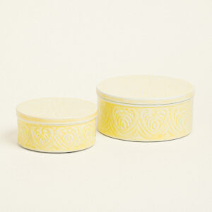 ΜΕΤΑΛΛΙΚΟ ΚΟΥΤΙ ΣΕΤ 2 ΤΕΜ ΚΙΤΡΙΝΟ 20 x 10 cm 16 x 8 cm Beauty Home