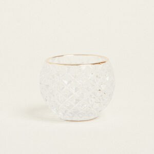 ΚΗΡΟΠΗΓΙΟ ΣΤΡΟΓΓΥΛΟ ΔΙΑΦΑΝΟ ΑΝΑΓΛΥΦΟ ΜΕ ΧΡΥΣΟ ΣΤΟΜΙΟ Ø7,8×6,2cm Beauty Home